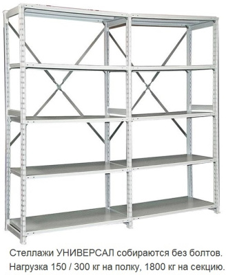 Стеллаж металлический ТСУ 1.7.2.5-300